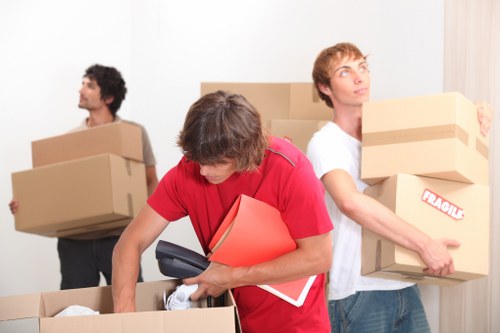 Furniture and fragile items being prepared for a house move